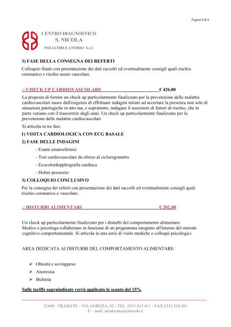 Elenco prestazioni Poliambulatorio Montegrappa â VARESE - Asarva