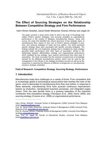 The Effect of Sourcing Strategies on the Relationship Between ...