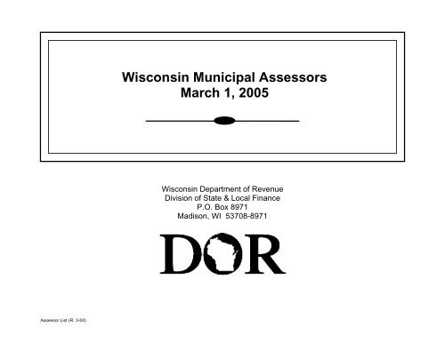 Wisconsin Municipal Assessor List - March 2005 - REDI-net.com