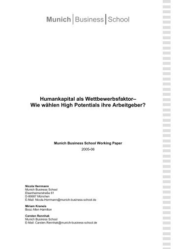 Wie wählen High Potentials ihre Arbeitgeber? - Munich Business ...