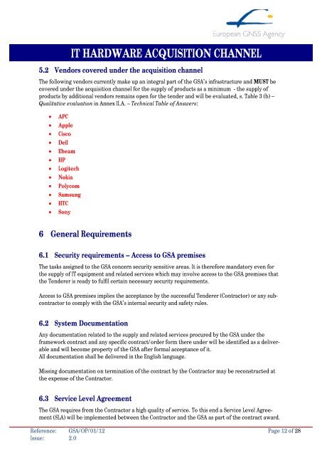 IT Hardware Acquisition Channel for GSA - European GNSS Agency ...