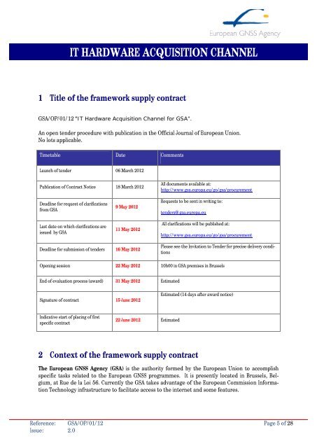 IT Hardware Acquisition Channel for GSA - European GNSS Agency ...