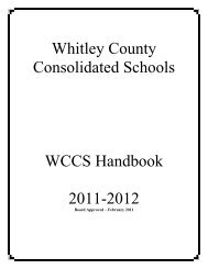 Whitley County Consolidated Schools WCCS Handbook 2011-2012