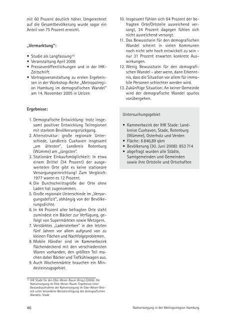 Nahversorgung in der Metropolregion Hamburg - DSSW-Studie