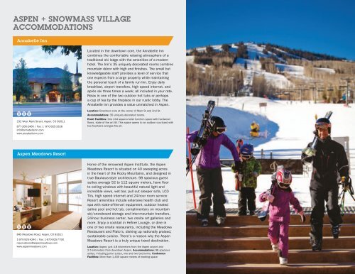 INTERNATIONAL VACATION PLANNER - Aspen Snowmass