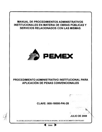 28. AplicaciÃ³n de Penas Convencionales - Clave 800 ... - Pemex
