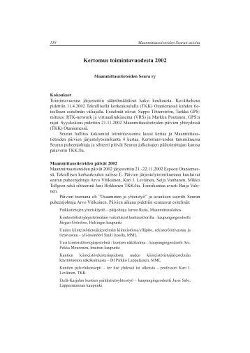 Kertomus toimintavuodesta 2002 - Maanmittaustieteiden Seura