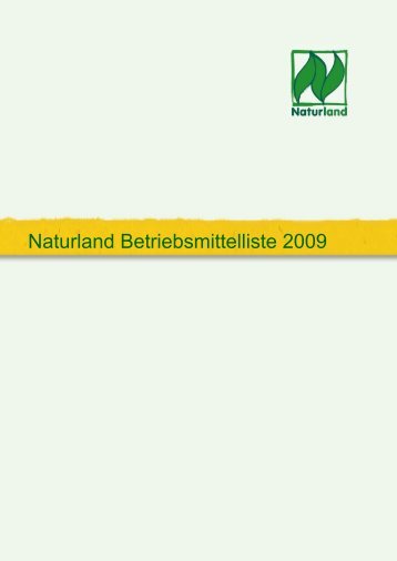 Naturland Betriebsmittelliste 2009