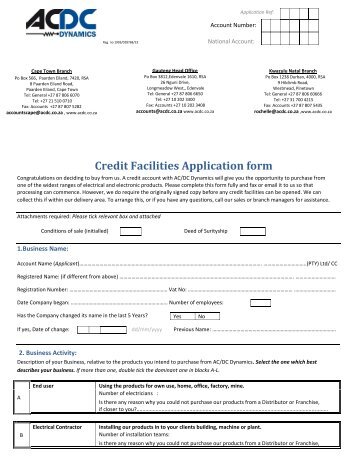 credit facilities application form acdc dynamics