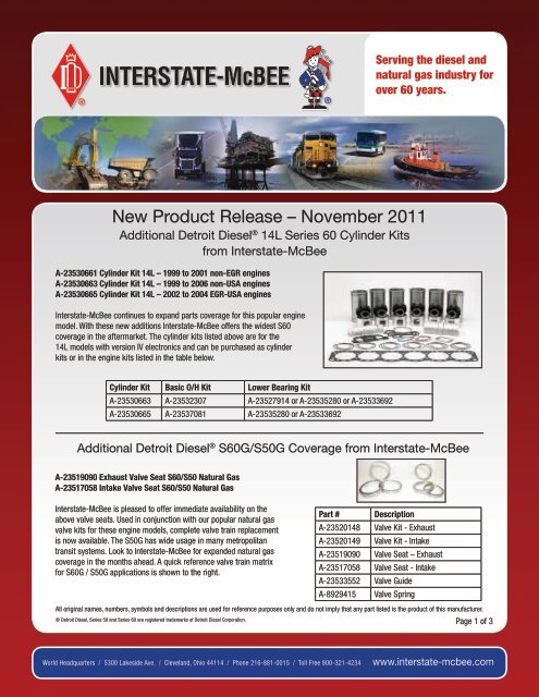 New Product Release Ã¢Â€Â“ November 2011 - Interstate McBee