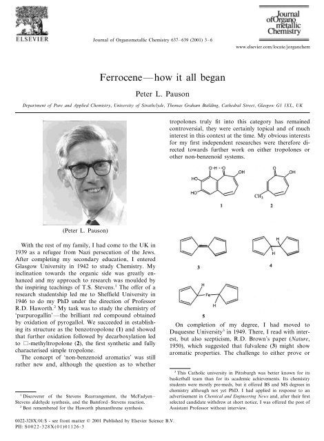 Ferroceneâhow it all began