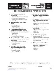 good housekeeping practices quiz - Monarch Beverage