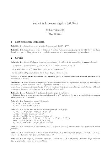 Zadaci iz Linearne algebre (2003/4) - Alas