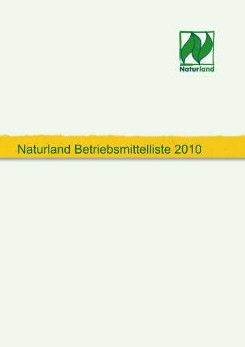 Naturland Betriebsmittelliste 2010