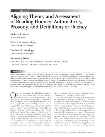 Aligning Theory and Assessment of Reading Fluency - Wiley Online ...