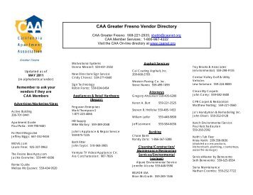 CAA Greater Fresno Vendor Directory - print now