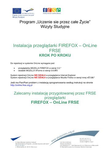 Instalacja przeglądarki FIREFOX-OnLine FRSE - Wizyty Studyjne