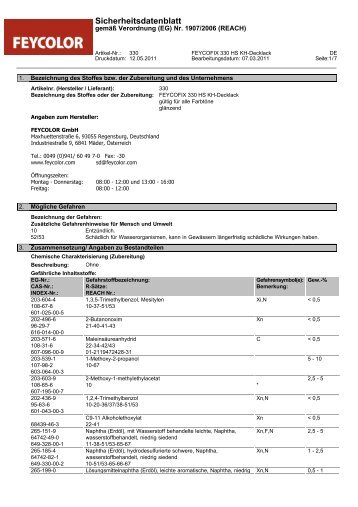 Sicherheitsdatenblatt - Feycolor Gmbh