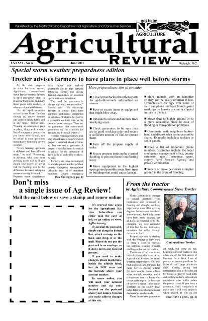 Don't miss a single issue of Ag Review! - North Carolina