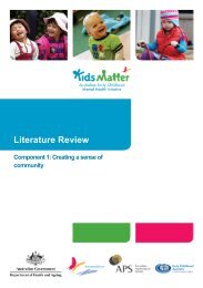 KidsMatter Early Childhood Component 1 Literature Review