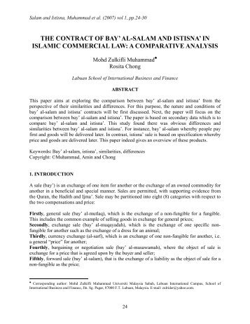 the contract of bay' al-salam and istisna' - Universiti Malaysia Sabah