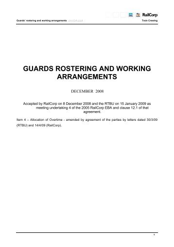 Guards Rostering Arrangements