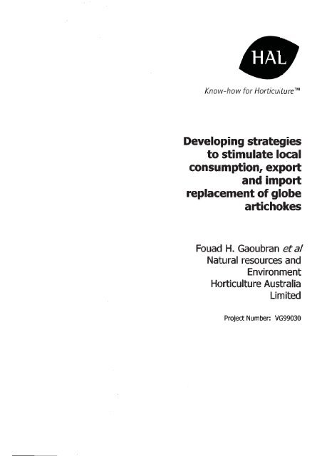 Developing strategies to stimulate local consumption, export and ...