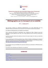 Bibliographie sur le transport et la mobilité - Site en travaux