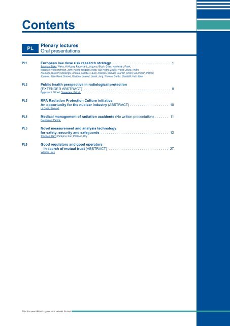 IRPA 2010 Proceedings: PL Plenary lectures - Third European IRPA ...