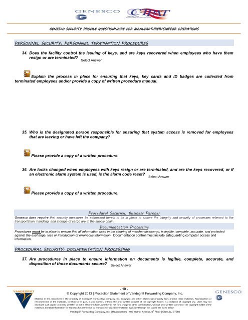 C-TPAT Security Profile Questionnaire - Genescopartners.com