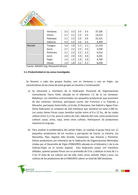 ConsultorÃ­a sobre productividad del sector agropecuario ... - Rimisp