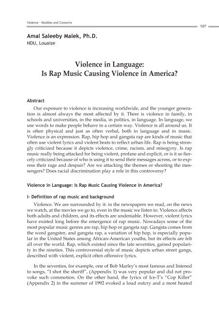 Violence in Language: Is Rap Music Causing Violence in America?