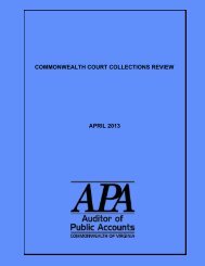 Commonwealth Court Collections Review - Virginia Auditor of Public ...