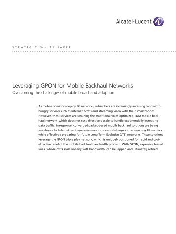 Leveraging GPON for Mobile Backhaul Networks
