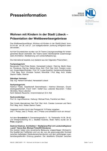Presseinformation Wohnen mit Kindern in der ... - Neue Lübecker