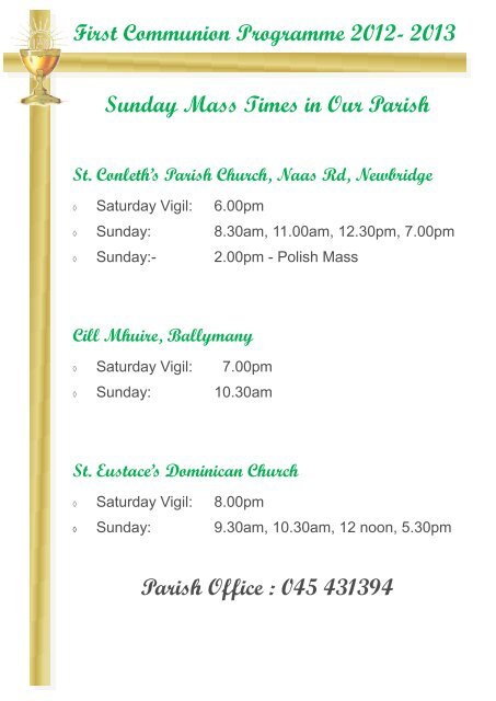 First Communion Programme 2012- 2013 - Newbridge Parish