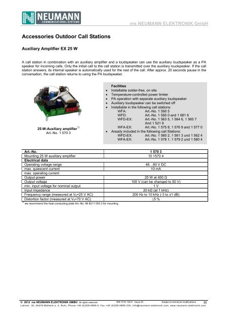 DS-6 Intercom System Product Catalogue - Neumann Elektronik