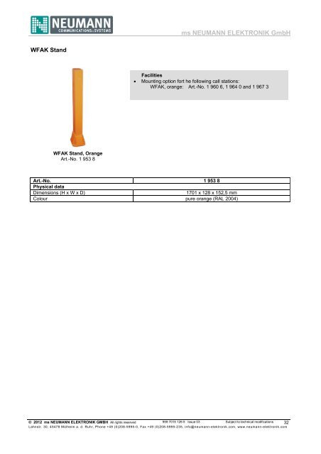 DS-6 Intercom System Product Catalogue - Neumann Elektronik