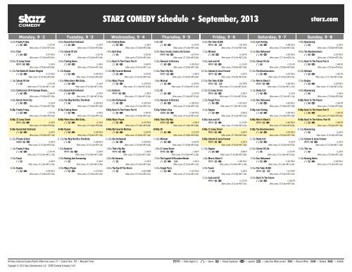 STARZ COMEDY Schedule - September, 2013