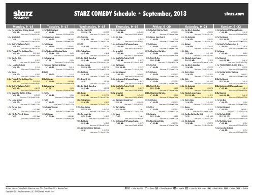 STARZ COMEDY Schedule - September, 2013