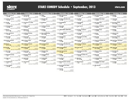 STARZ COMEDY Schedule - September, 2013