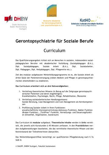 Curriculum Gerontopsychiatrie für Soziale Berufe - Akademie ...