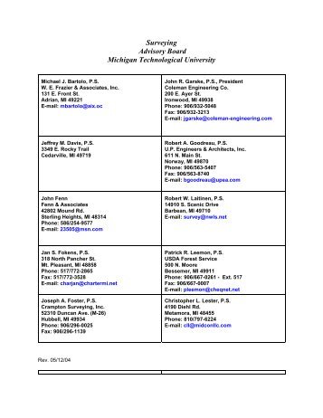 Surveying Advisory Board Michigan Technological University