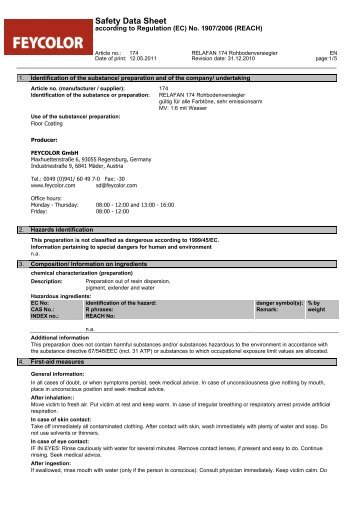 Safety Data Sheet - Feycolor Gmbh