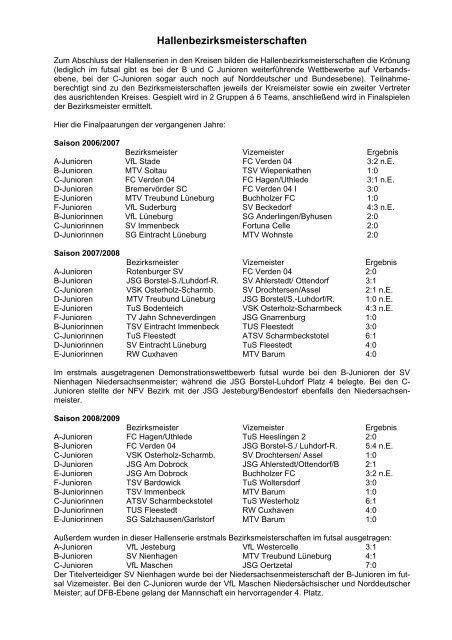 Halle, Auswahl, fair play - NFV Bezirk Lüneburg