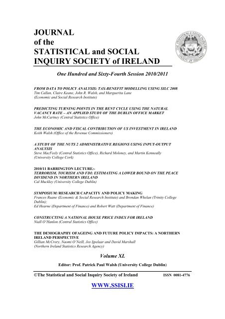 Journal Of The Statistical And Social Inquiry Ssisi