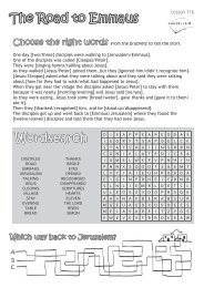 The Road to Emmaus Wordsearch