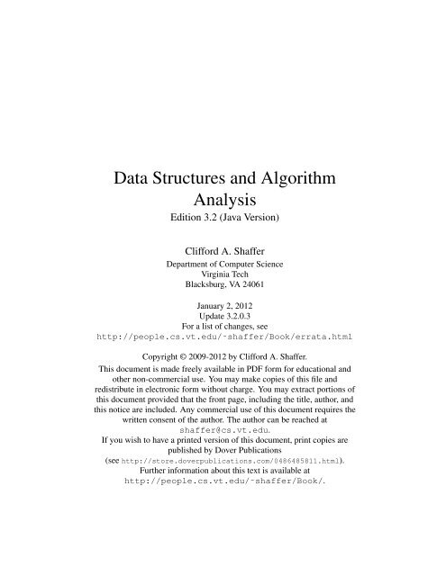 Data Structures and Algorithm Analysis - Computer Science at ...