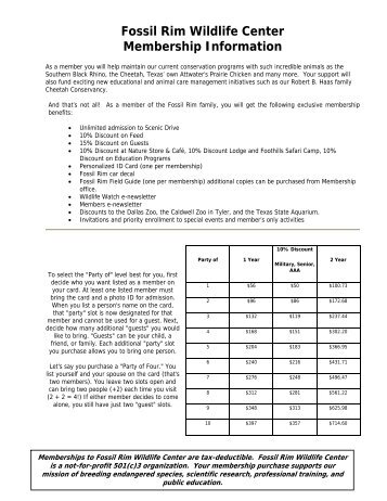 membership application form - Fossil Rim Wildlife Center