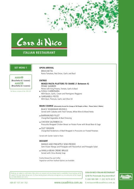 CASA Di niCo CAKE SElECtion - Nick's Seafood Restaurants